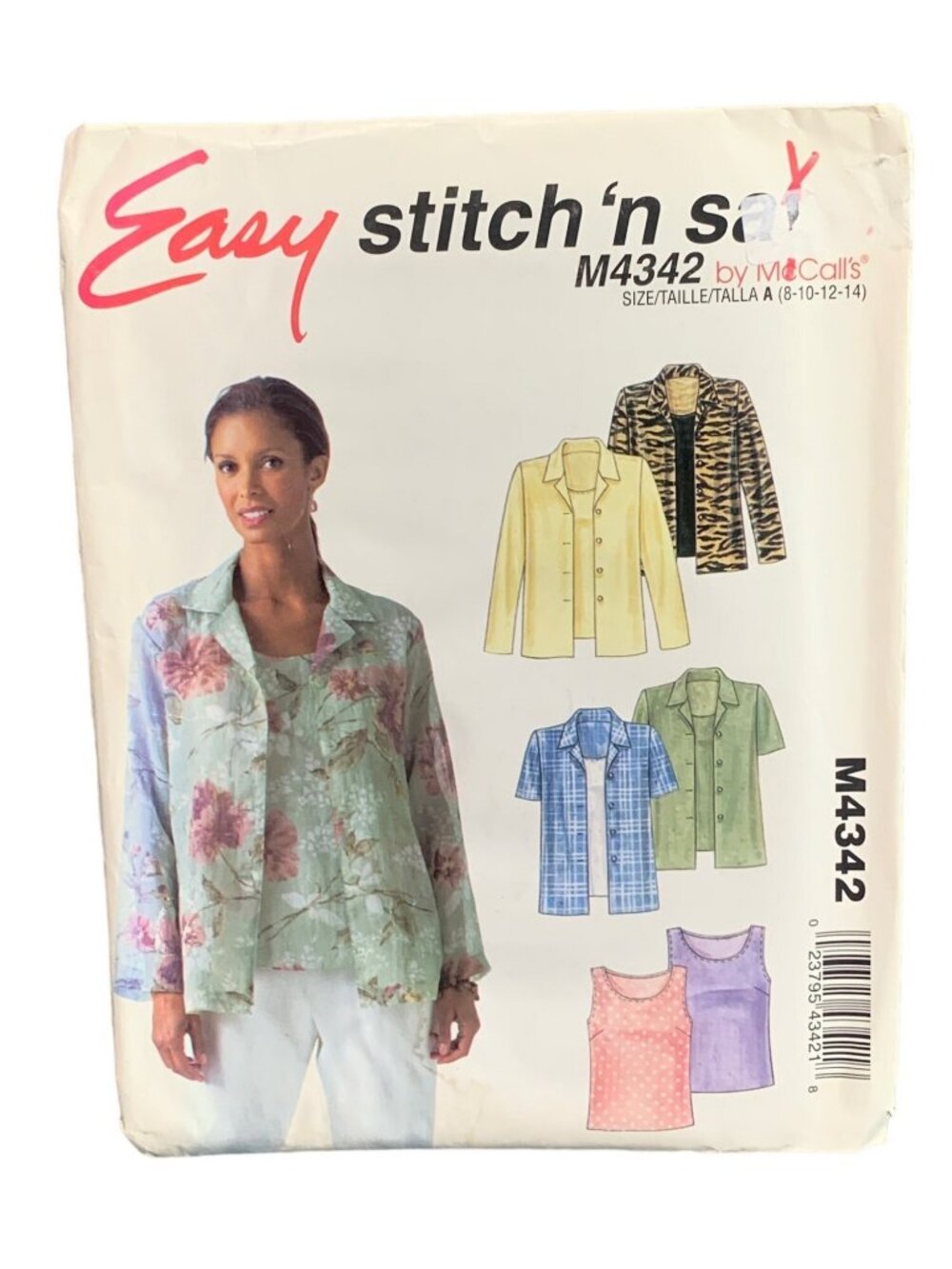 McCalls M4342 Womens Sewing Pattern Size 8-10-12-14 Shirt Uncut